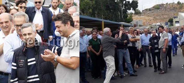 Στο εργοστάσιό του ο Μιχάλης Λεμπιδάκης -Αγνώριστος αλλά χαμογελαστός – Βίντεο, εικόνες